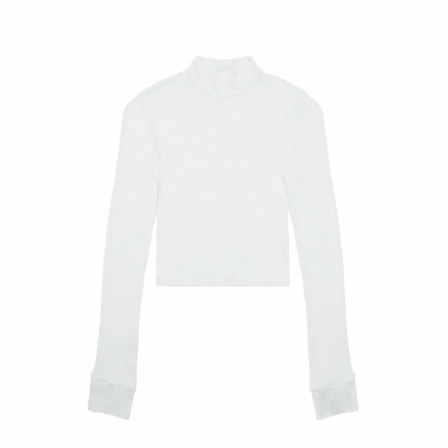 Women * | Massive Womens Long Sleeve Mockneck Crop