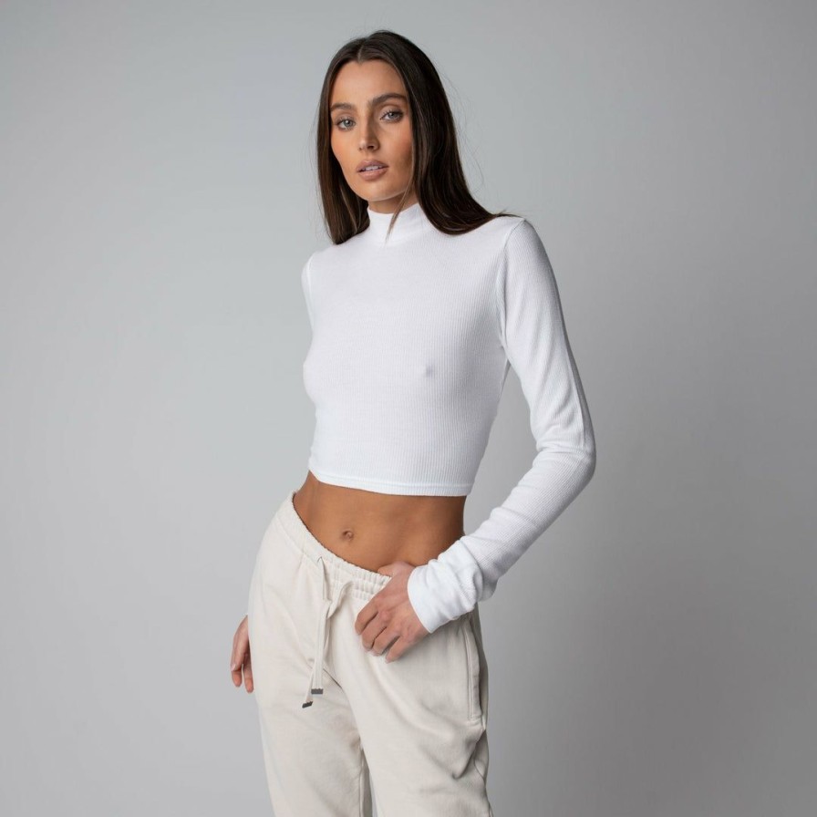 Women * | Massive Womens Long Sleeve Mockneck Crop