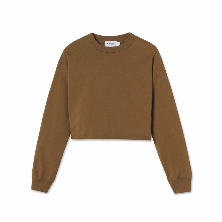 Women * | Talentless Womens Heavyweight Cropped Crewneck Mid Century Best Sellers