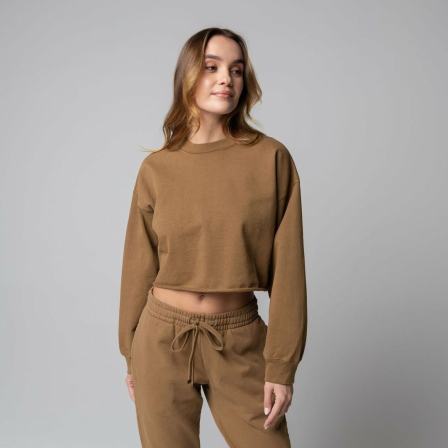 Women * | Talentless Womens Heavyweight Cropped Crewneck Mid Century Best Sellers