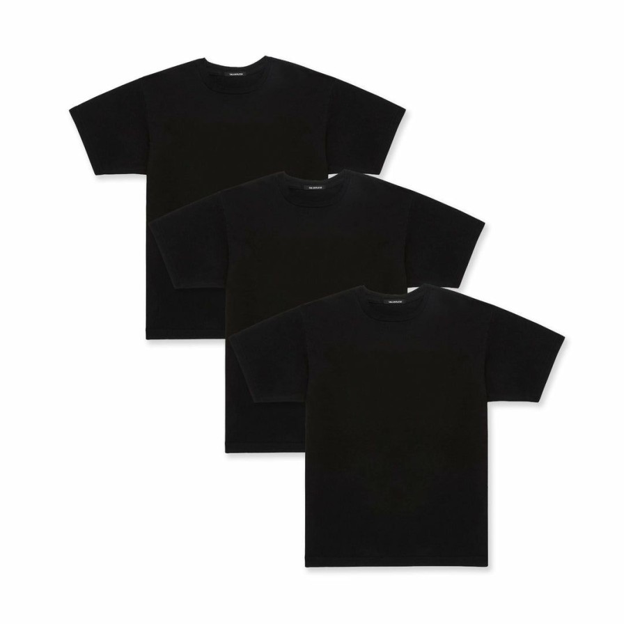 Men * | Massive Best Sellers Mens Drop Shoulder Tee 3 Pack Pitch Black