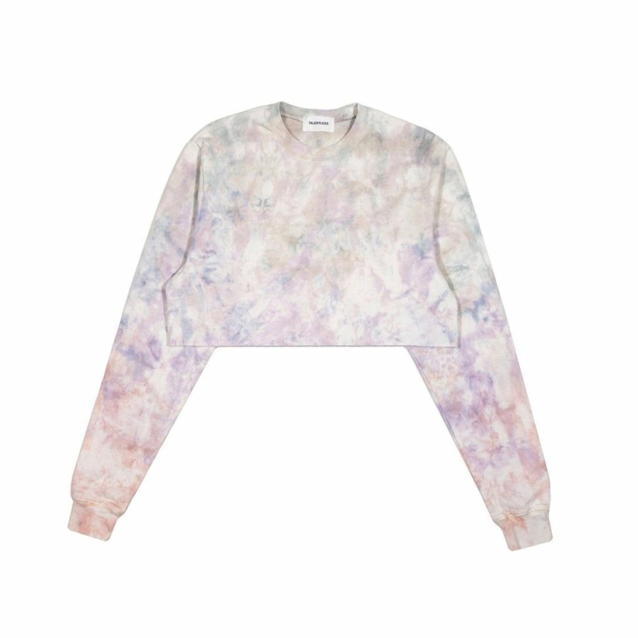 Women * | Talentless Womens Cropped Crewneck Watercolor