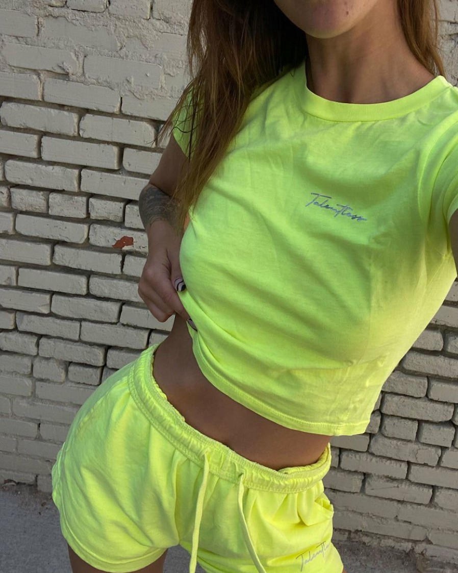 Bundles * | Talentless Best Sellers Womens Baby Tee + Jersey Shorts Neon