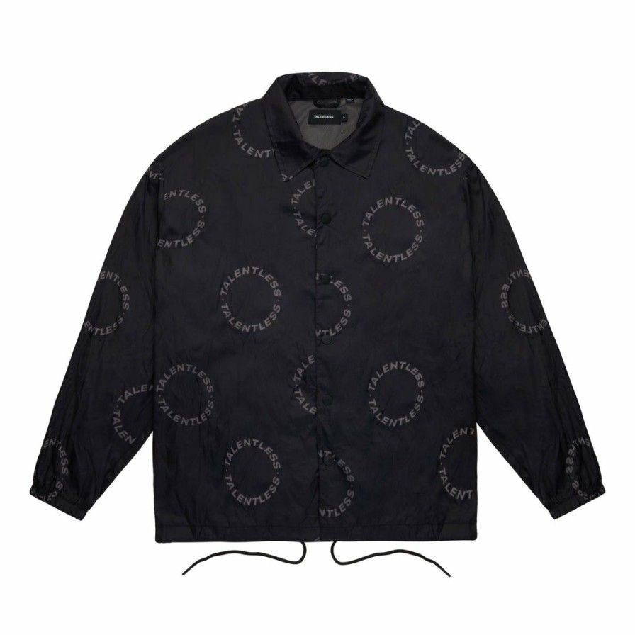 Men * | Massive Circle Logo Coaches Jacket Pitch Black