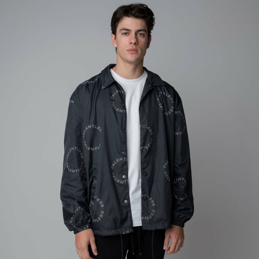 Men * | Massive Circle Logo Coaches Jacket Pitch Black