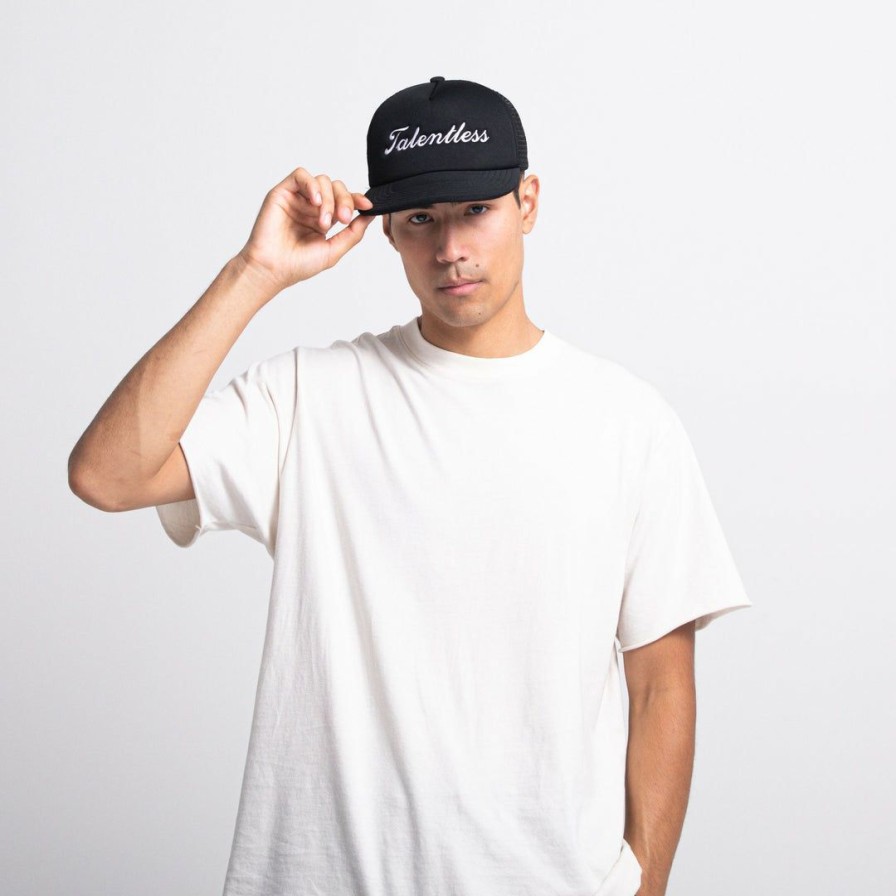 Accessories * | Massive Script Trucker Hat Pitch Black