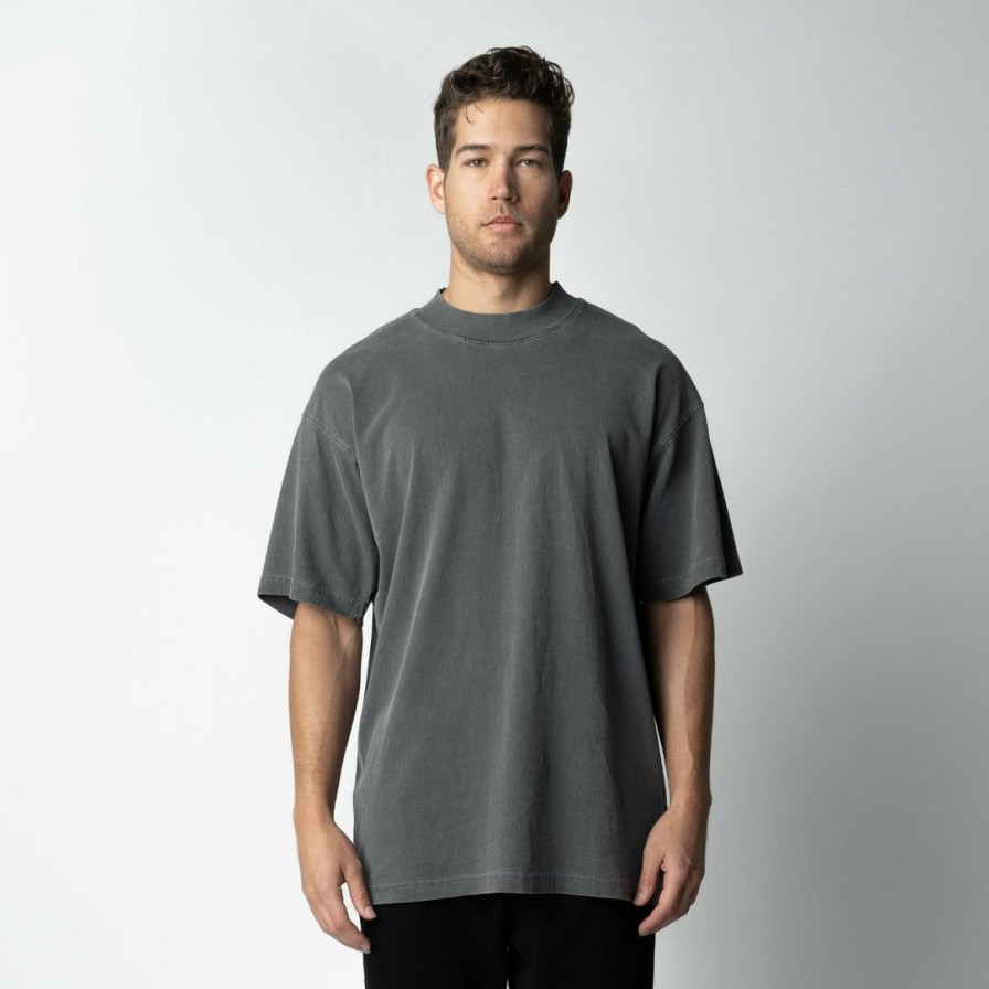 Men * | Massive Mens Mock Neck Drop Shoulder Tee Best Sellers