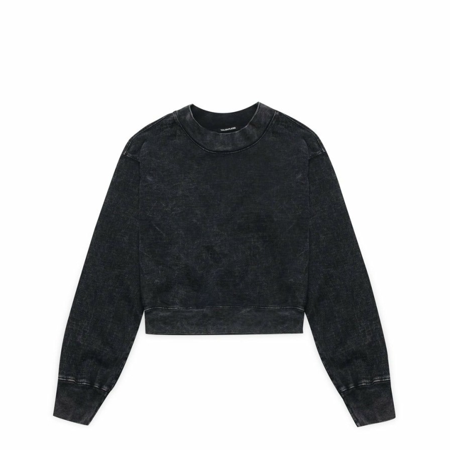 Women * | Massive Womens Mock Crewneck Acid Wash Crewnecks