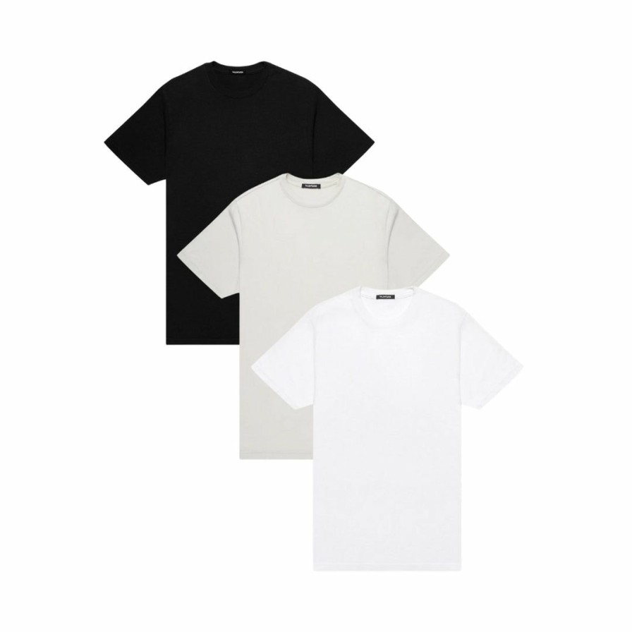 Men * | Massive Mens Premium Tee 3 Pack Core Best Sellers White / Bone / Pitch Black