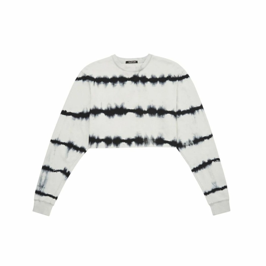 Women * | Talentless Womens Cropped Crewneck Zebra Wash