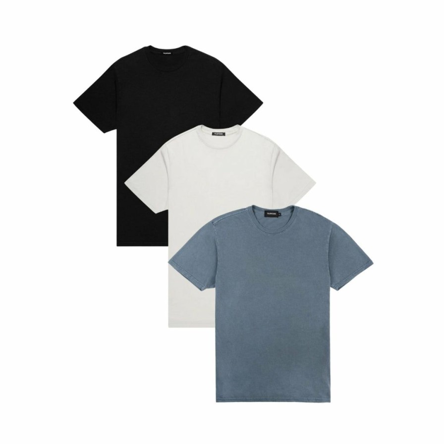 Men * | Massive Mens Premium Tee 3 Pack Seasonal Slate Blue Slate Blue / Bone / Pitch Black