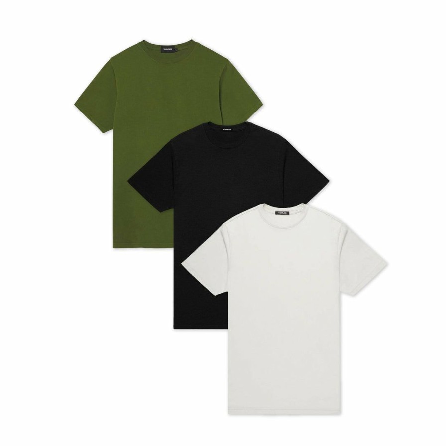 Men * | Massive Mens Premium Tee 3 Pack Best Sellers Cedar Green / Bone / Pitch Black