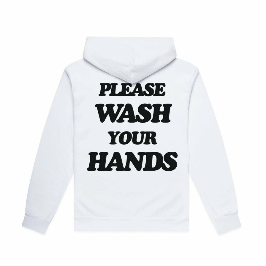 Women * | Massive Hoodies Womens Hoodie Please Wash Your Hands White