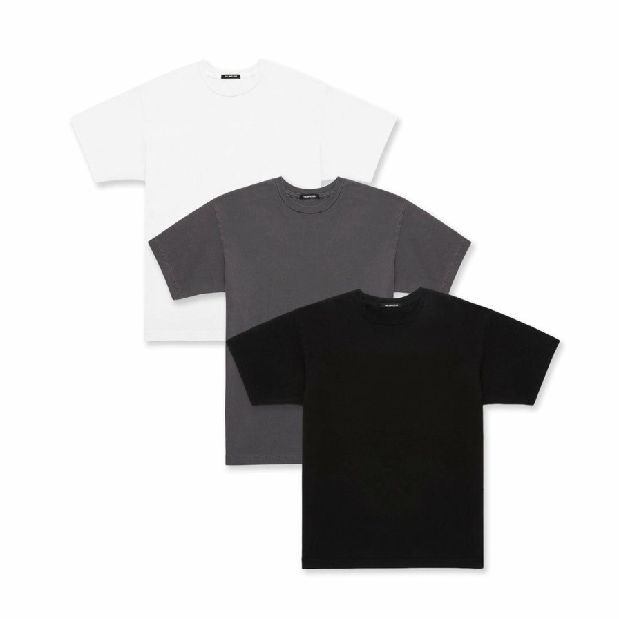 Men * | Massive Mens Drop Shoulder Tee 3 Pack Best Sellers White / Steel Grey / Pitch Black