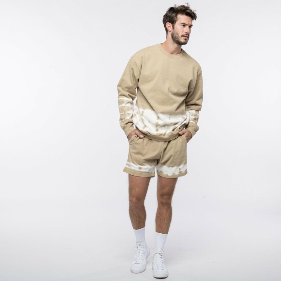 Men * | Massive Best Sellers Mens Crewneck Border Wash Sand