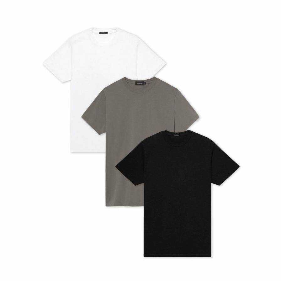 Men * | Massive Best Sellers Mens Premium Tee 3 Pack Pewter / White / Pitch Black