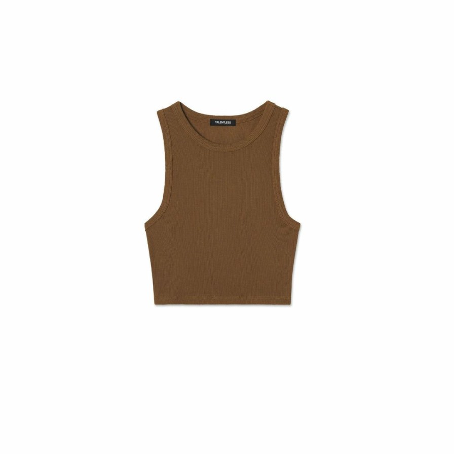 Women * | Massive Rib High-Neck Contour Cropped Tank Mid Century