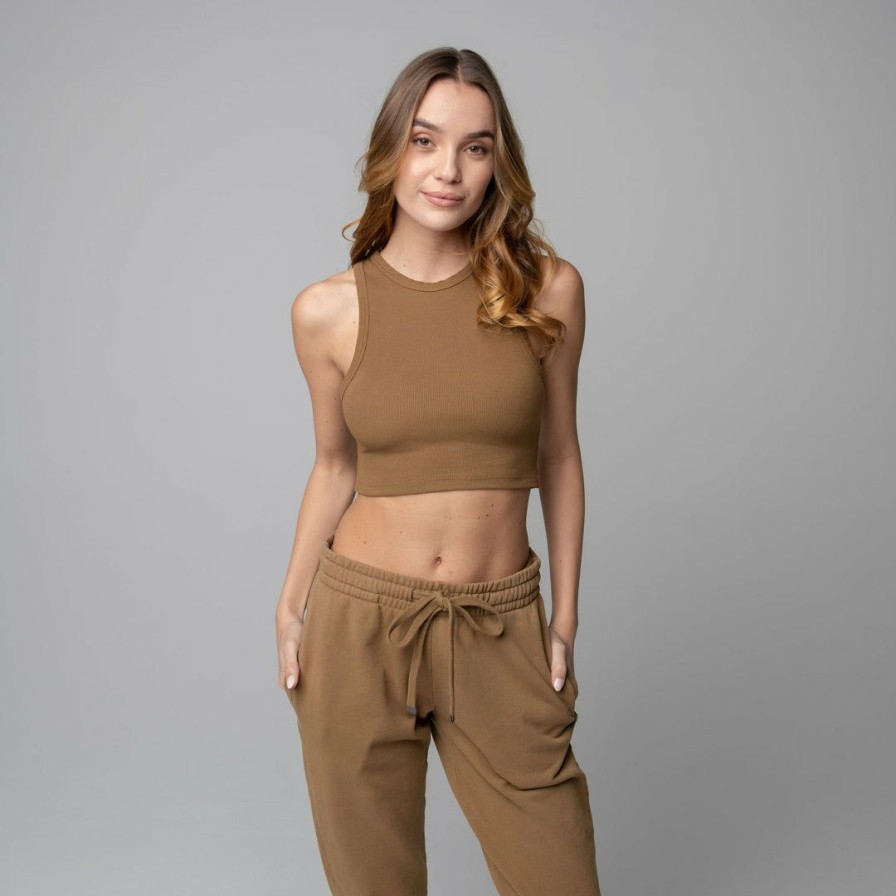 Women * | Massive Rib High-Neck Contour Cropped Tank Mid Century