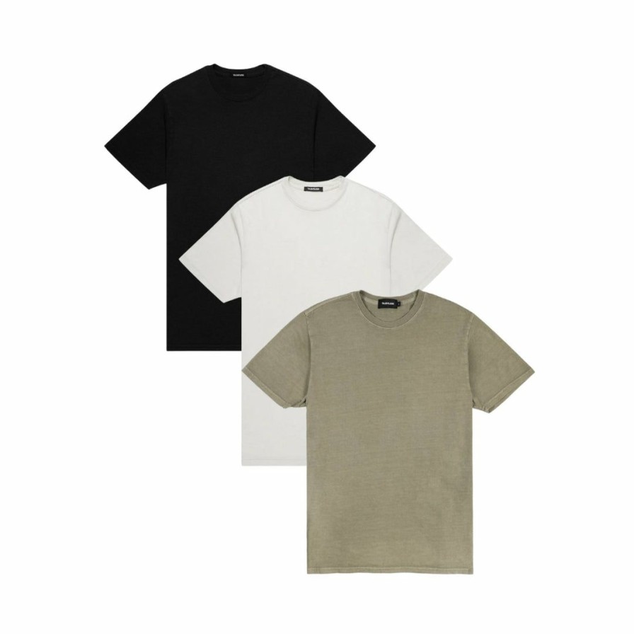 Men * | Massive Mens Premium Tee 3 Pack Seasonal Dusty Olive Best Sellers Dusty Olive / Bone / Pitch Black